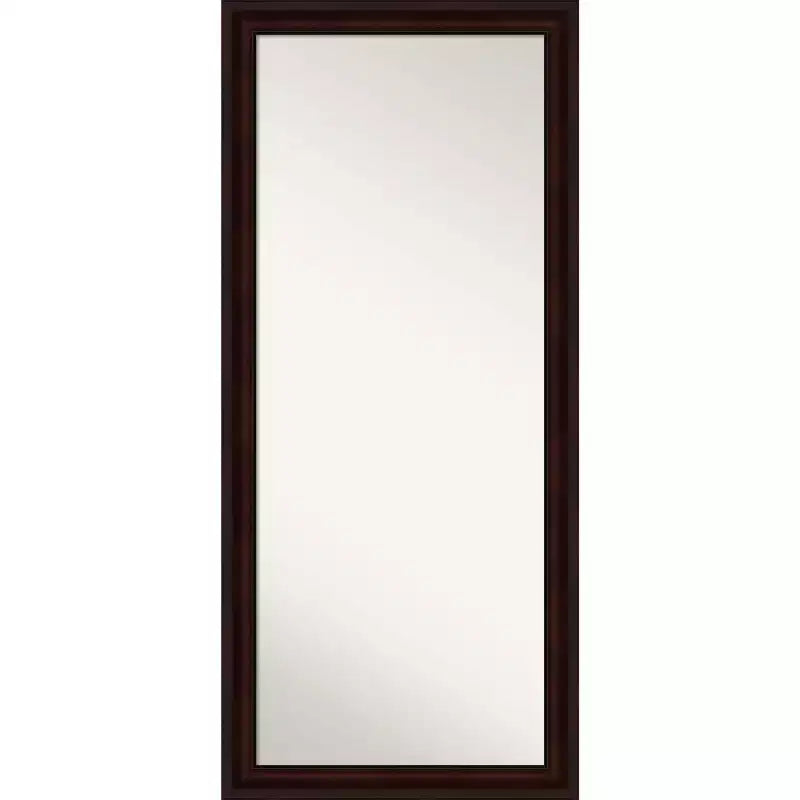 29" x 65" Non-Beveled Coffee Bean Brown Full Length Floor Leaner Mirror - Amanti Art