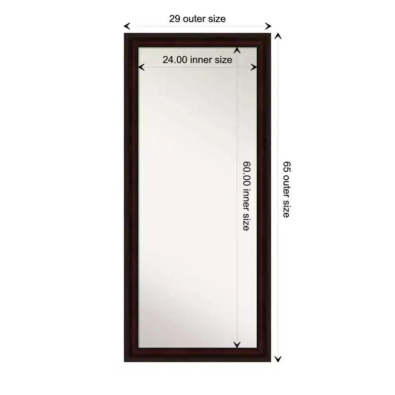 Miroir mural et inclinable rectangulaire pleine longueur marron grain de café, simple