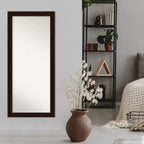 Miroir mural et inclinable rectangulaire pleine longueur marron grain de café, simple