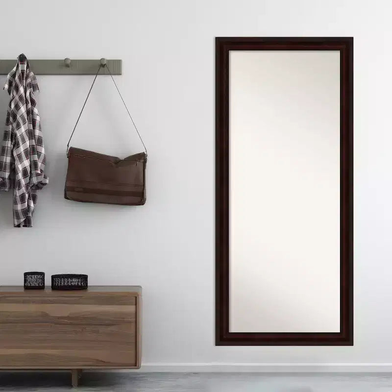 Miroir mural et inclinable rectangulaire pleine longueur marron grain de café, simple