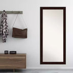 Miroir mural et inclinable rectangulaire pleine longueur marron grain de café, simple
