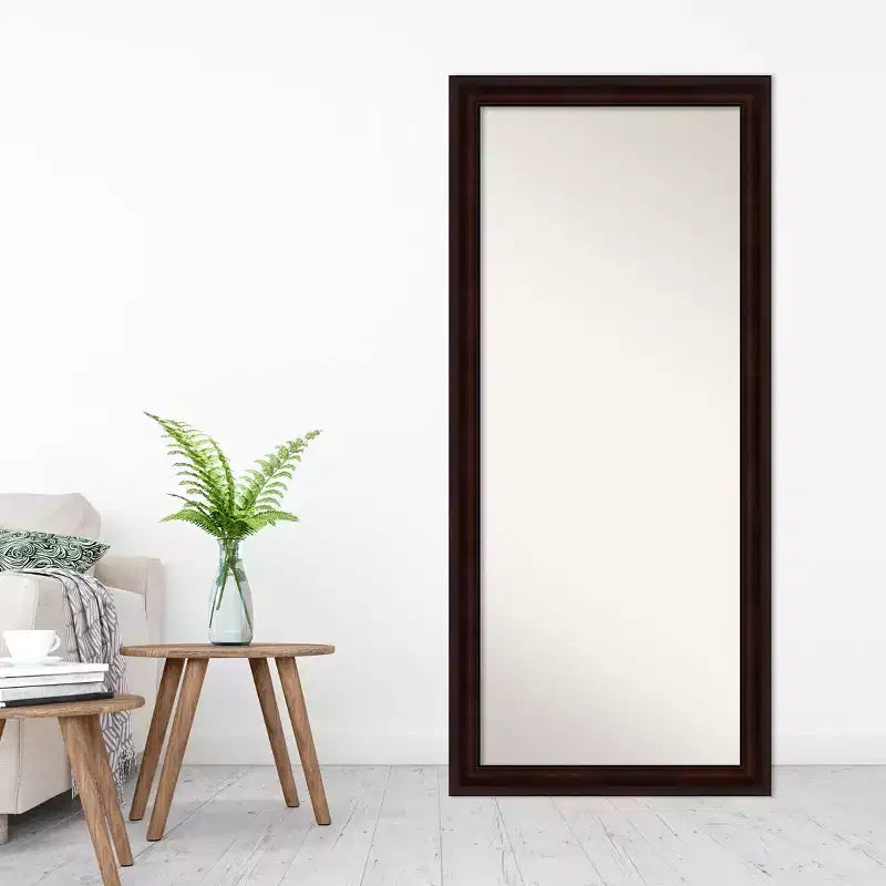 Miroir mural et inclinable rectangulaire pleine longueur marron grain de café, simple