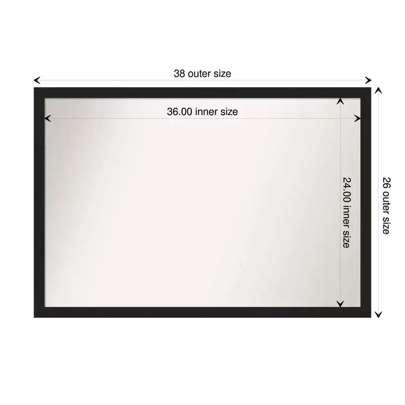 Miroir mural rectangulaire en métal brossé noir – 1 personne