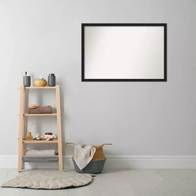 Miroir mural rectangulaire en métal brossé noir – 1 personne