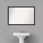Miroir mural rectangulaire en métal brossé noir – 1 personne