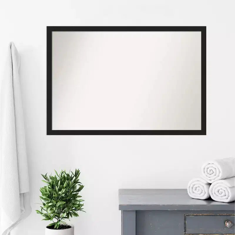 Miroir mural rectangulaire en métal brossé noir – 1 personne