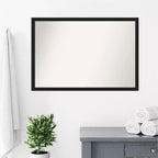 Miroir mural rectangulaire en métal brossé noir – 1 personne