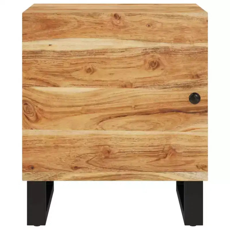 vidaXL Table de chevet noire en bois de manguier massif et fer compact
