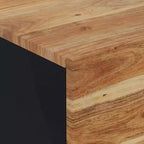 vidaXL Table de chevet noire en bois de manguier massif et fer compact