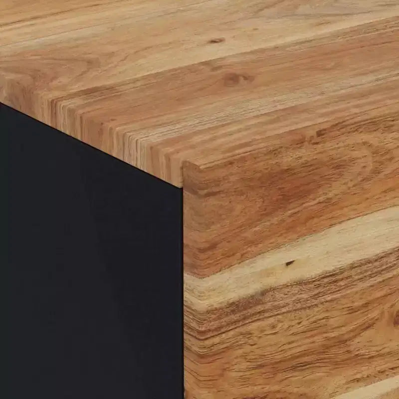 vidaXL Table de chevet noire en bois de manguier massif et fer compact