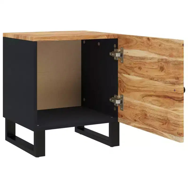 vidaXL Table de chevet noire en bois de manguier massif et fer compact