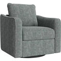 Modern Accent Chair for Living Room, 360 Swivel Linen Upholstered Reading Armchair, Comfy Single Sofa Chair for Bedroom or Living Room, Dark Green