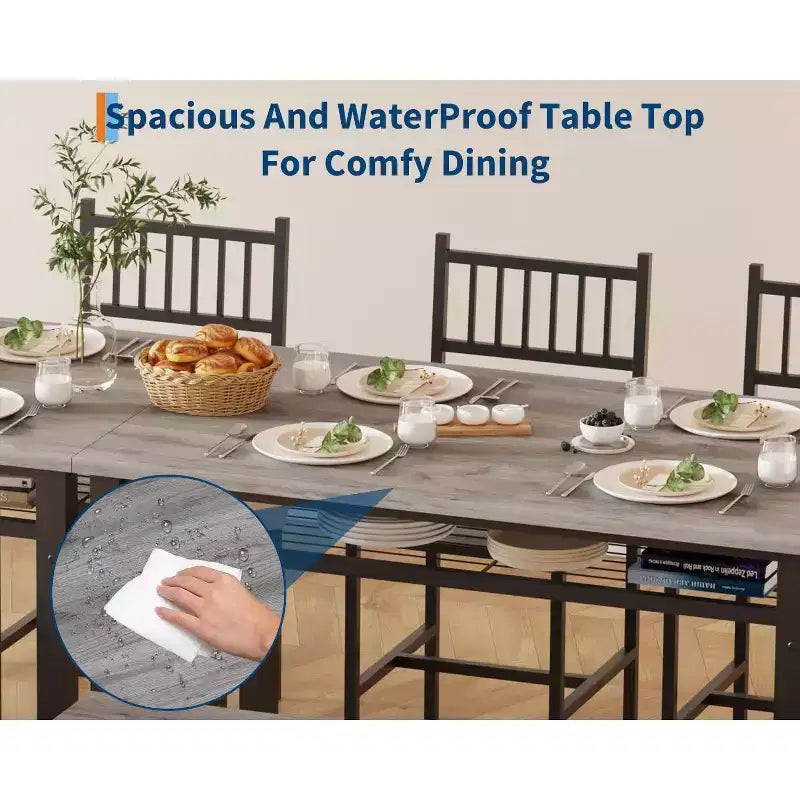 Ensemble de table à manger moderne pour 4 personnes avec chaises et banquette de rangement, pour petit espace ou appartement