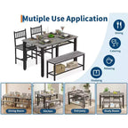 Ensemble de table à manger moderne pour 4 personnes avec chaises et banquette de rangement, pour petit espace ou appartement