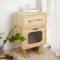 Creative Rotatable Robot Nightstand, Bedside Table with Drawer and Glass Door Cabinet, Modern Side Table for Bedroom or Living Room - Panipeachy