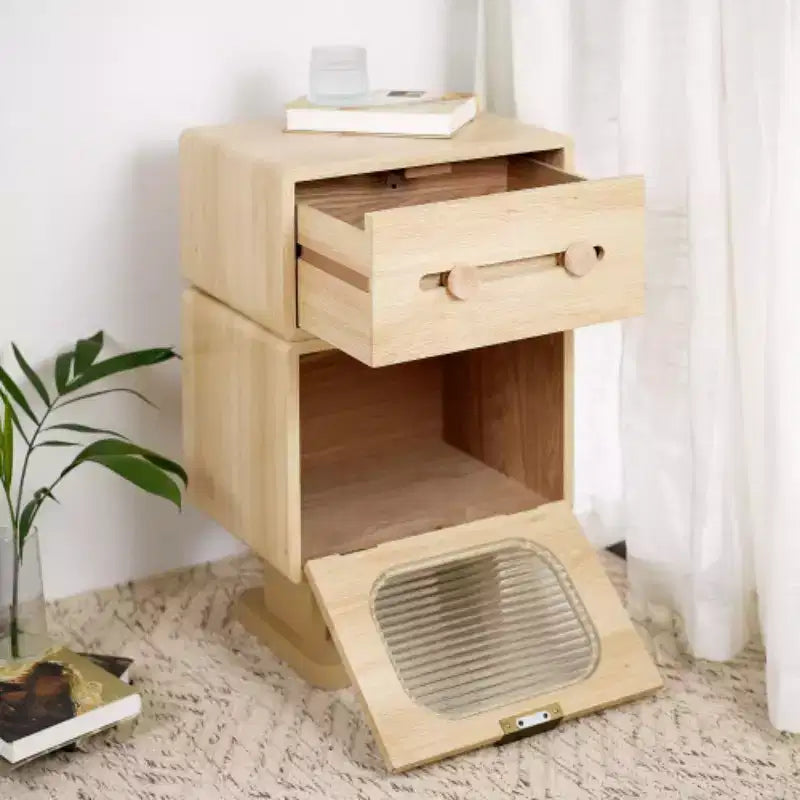 Table de chevet rotative créative, table de chevet avec tiroir et armoire à porte vitrée, table d'appoint moderne pour chambre ou salon - Panipeachy