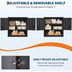 Armoire à outils murale en acier noir — Double porte, 3 étagères