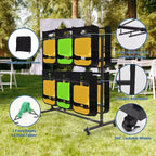 Chariot de rangement pliable en acier robuste noir pour chaises et tables – Jusqu'à 84 chaises ou 42 chaises + 12 tables, roues pivotantes à 360° avec freins