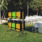 Chariot de rangement pliable en acier robuste noir pour chaises et tables – Jusqu'à 84 chaises ou 42 chaises + 12 tables, roues pivotantes à 360° avec freins