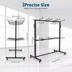 Chariot de rangement pliable en acier robuste noir pour chaises et tables – Jusqu'à 84 chaises ou 42 chaises + 12 tables, roues pivotantes à 360° avec freins