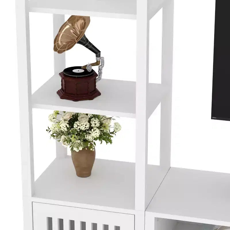 Meuble TV de ferme Chêne naturel / Noyer / Blanc – Convient aux téléviseurs jusqu'à 70", Foyer de 2 personnes