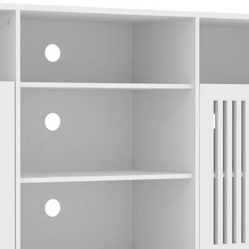Meuble TV de ferme Chêne naturel / Noyer / Blanc – Convient aux téléviseurs jusqu'à 70", Foyer de 2 personnes