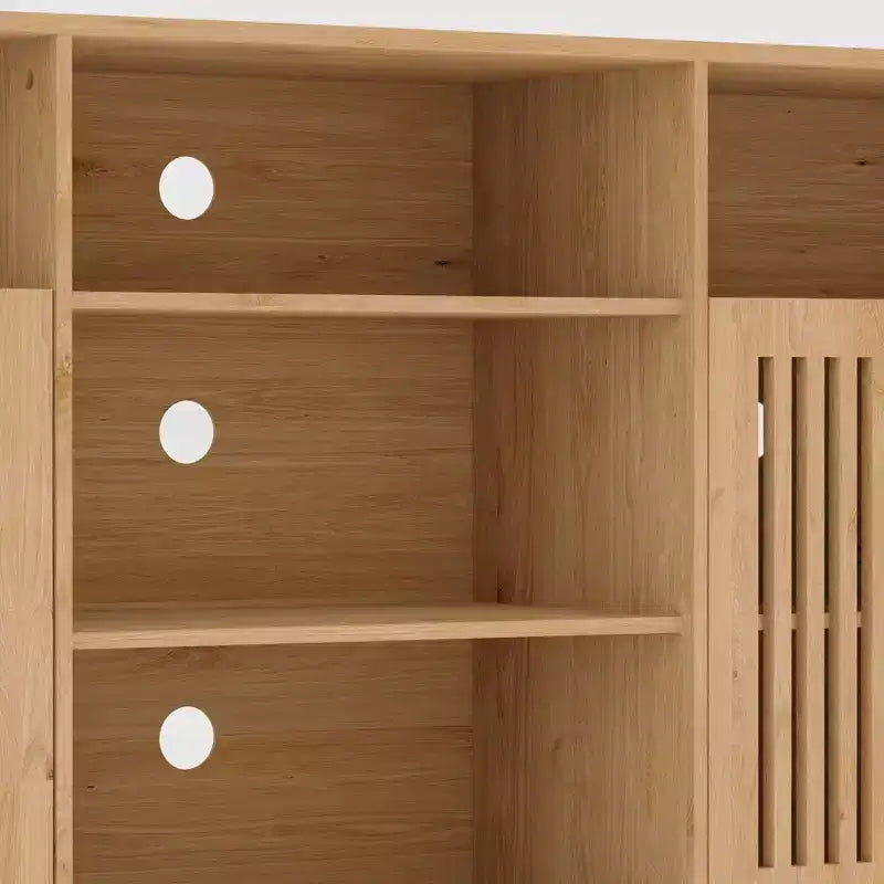 Meuble TV de ferme Chêne naturel / Noyer / Blanc – Convient aux téléviseurs jusqu'à 70", Foyer de 2 personnes