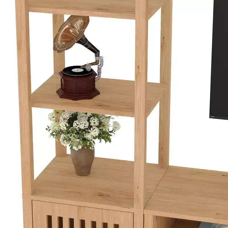 Meuble TV de ferme Chêne naturel / Noyer / Blanc – Convient aux téléviseurs jusqu'à 70", Foyer de 2 personnes