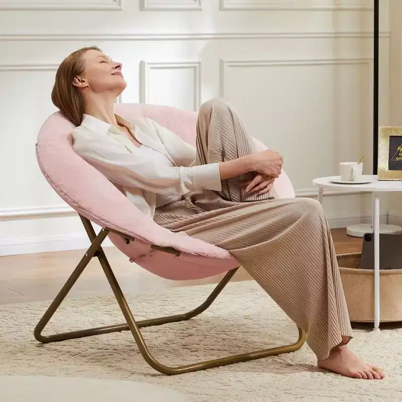 Fauteuil soucoupe en fausse fourrure — Bleu / Rose / Blanc, 1 place
