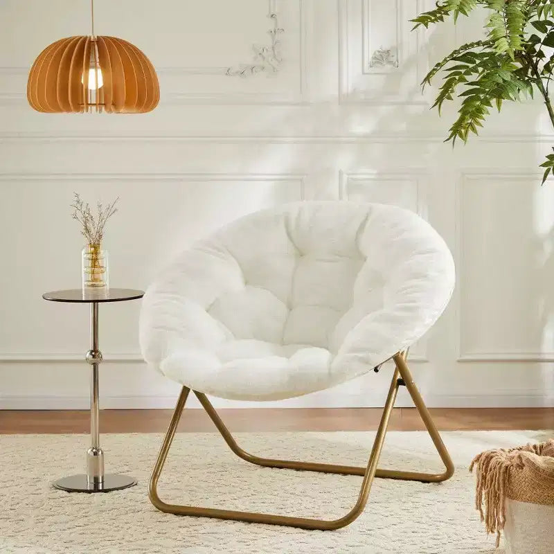 Fauteuil soucoupe en fausse fourrure — Bleu / Rose / Blanc, 1 place