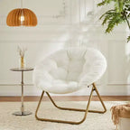Fauteuil soucoupe en fausse fourrure — Bleu / Rose / Blanc, 1 place