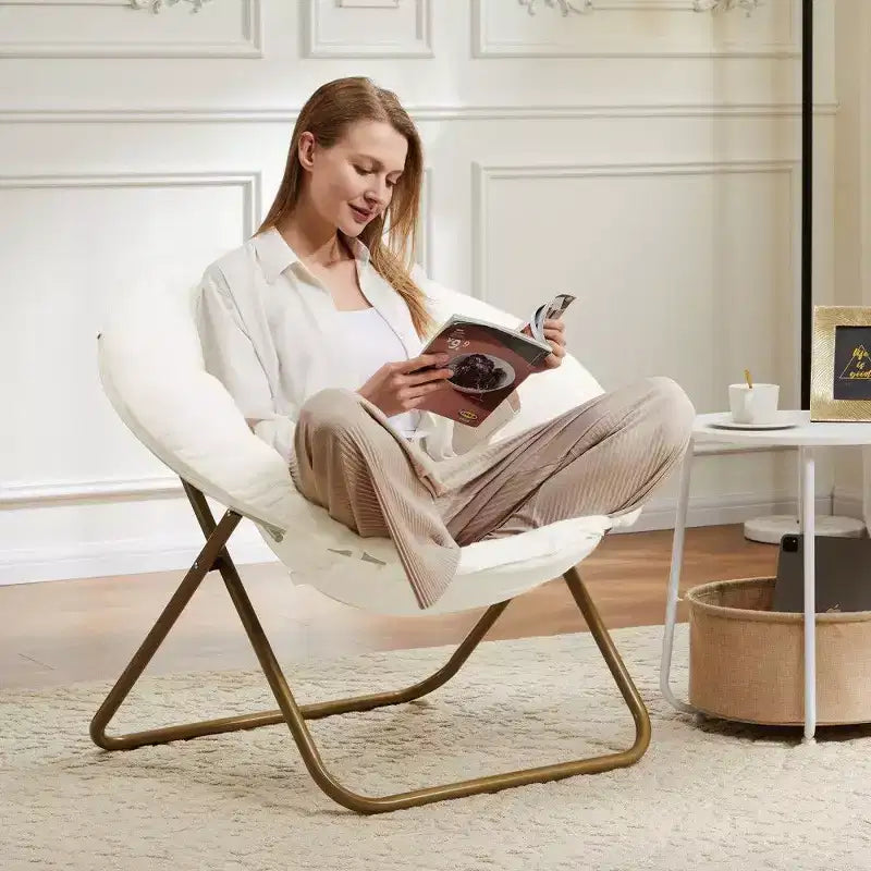 Fauteuil soucoupe en fausse fourrure — Bleu / Rose / Blanc, 1 place