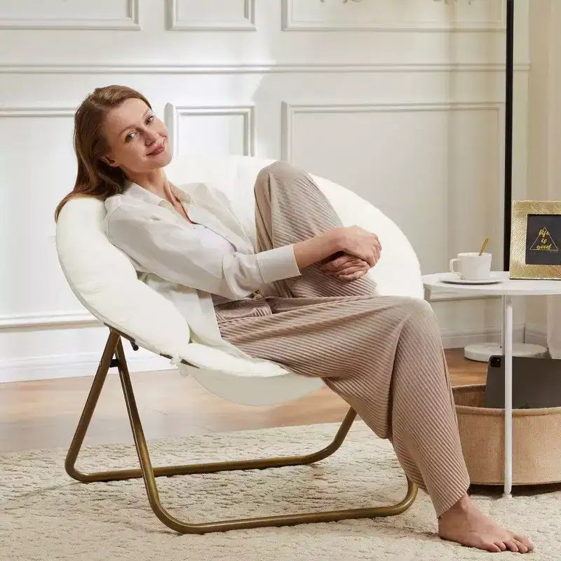 Fauteuil soucoupe en fausse fourrure — Bleu / Rose / Blanc, 1 place