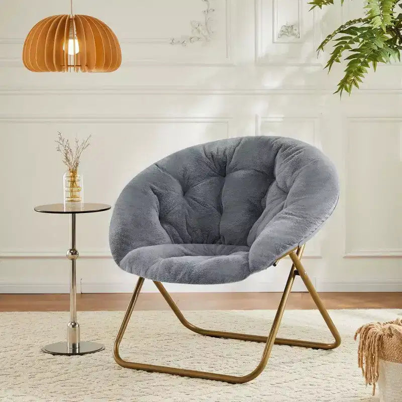 Fauteuil soucoupe en fausse fourrure — Bleu / Rose / Blanc, 1 place