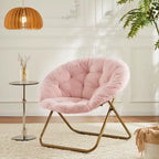 Fauteuil soucoupe en fausse fourrure — Bleu / Rose / Blanc, 1 place