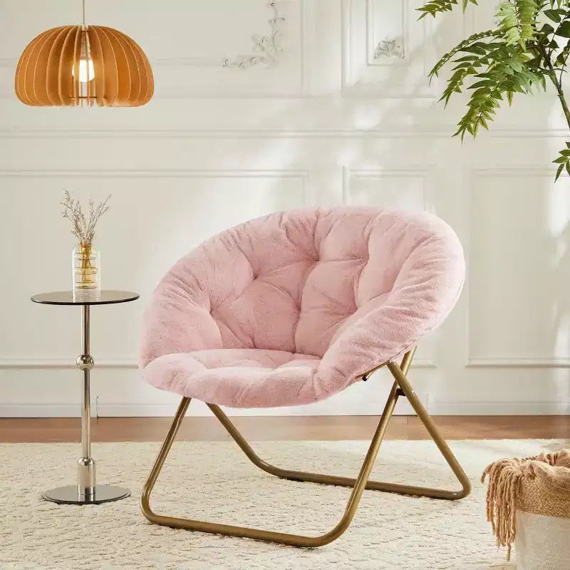 Fauteuil soucoupe en fausse fourrure — Bleu / Rose / Blanc, 1 place