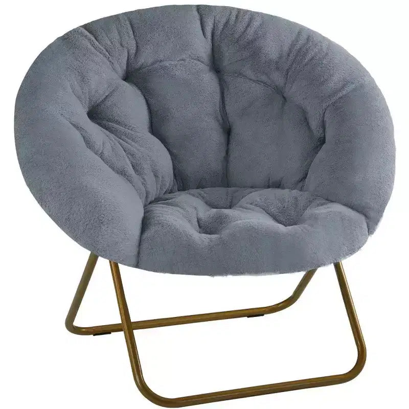 TUYOHW Faux Fur Accent Chair,Folding Lounge Chair with Plush Seat for Bedroom & Living Room,Adult Size, Supports 226 LBS