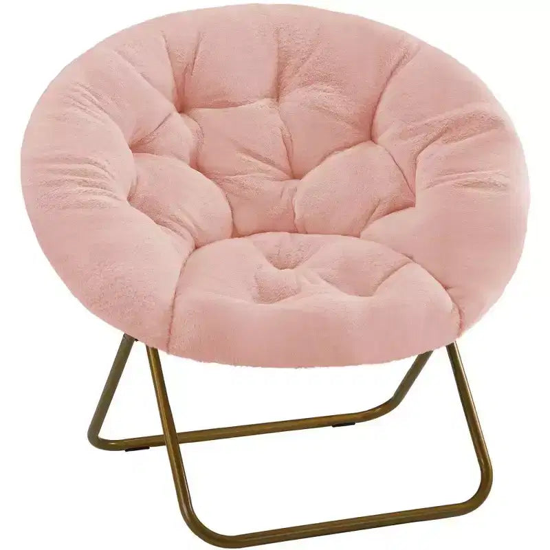 Fauteuil soucoupe en fausse fourrure — Bleu / Rose / Blanc, 1 place