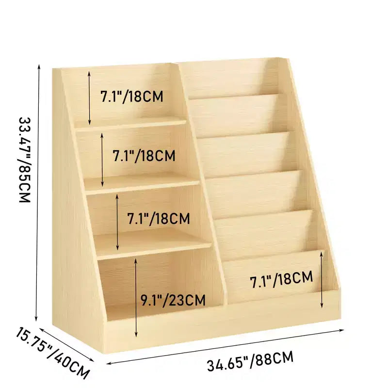 MAYEERTY Étagère à Livres et Rangement de Jouets pour Enfants, Étagère à Livres Multifonctionnelle en Bois à 4 Niveaux avec Étagère à Livres avec Bibliothèque