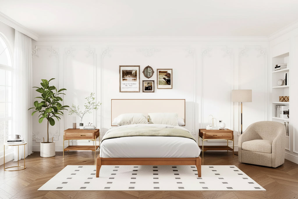 GDFStudio Jones Solid Bamboo Wood Platform Bed with Adjustable Bamboo Frame Headboard
