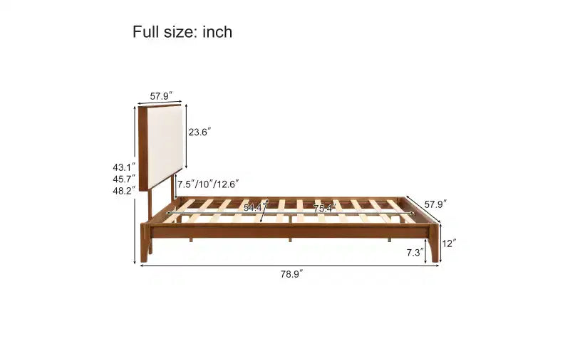 Lit plateforme en lin naturel avec tête de lit réglable, Double/Queen/King, 2 personnes