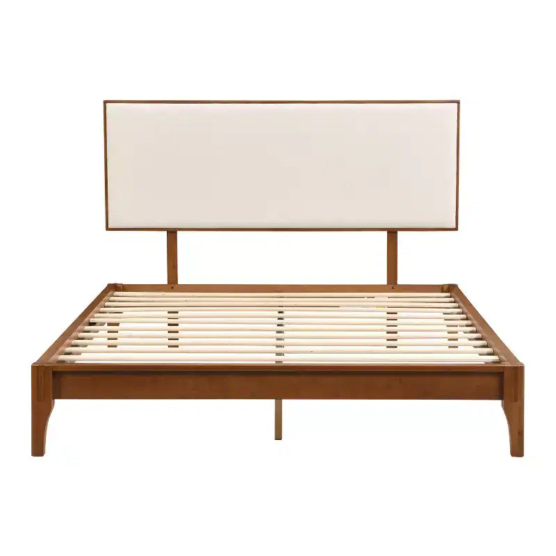 Lit plateforme en lin naturel avec tête de lit réglable, Double/Queen/King, 2 personnes