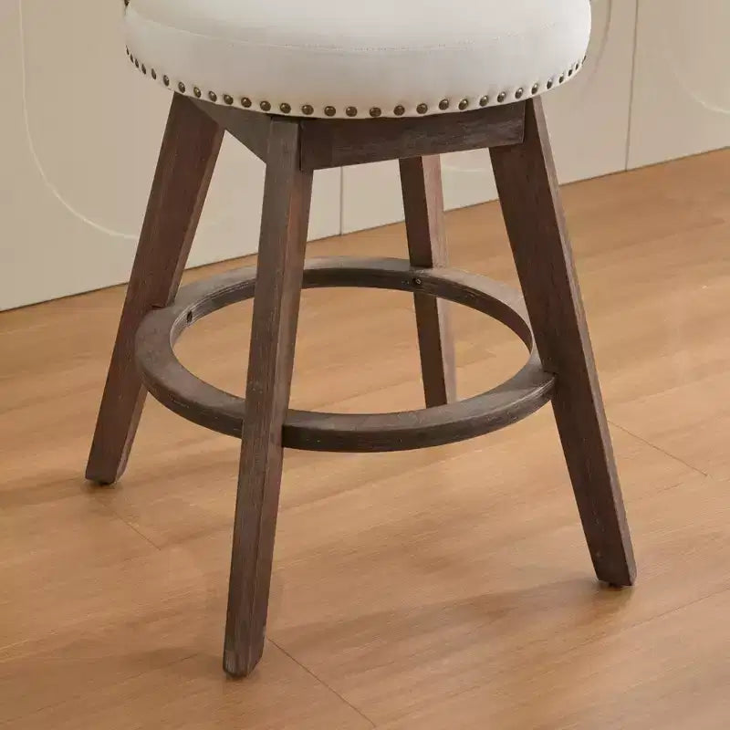 Tabourets de bar pivotants en velours, beige/gris, dossier mi-hauteur capitonné, lot de 2