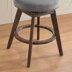 Tabourets de bar pivotants en velours, beige/gris, dossier mi-hauteur capitonné, lot de 2