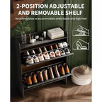 Meuble à chaussures à tiroirs basculants Beige/Noir/Marron/Blanc — Autonome, peut contenir 12 paires