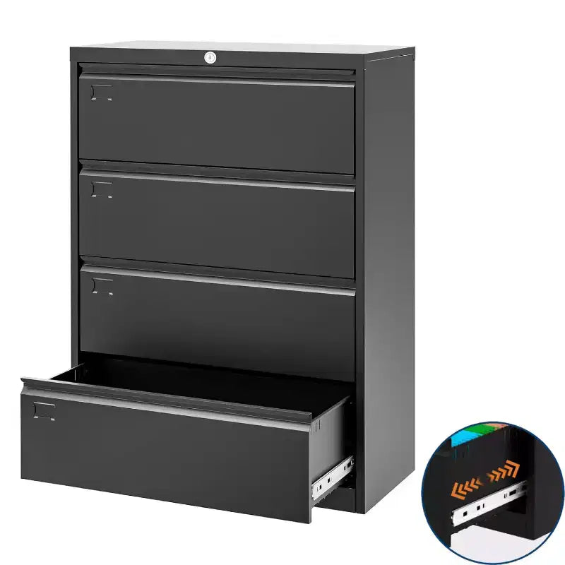 Garvee Filing Cabinets with 4 Drawers and Lock for Organization Hanging Letter/Legal/A4/F4 Size, Black
