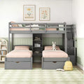 Luxystar Twin Size Triple Bunk Bed with 3 Drawers, 6 Shelves, High Guardrails and Sloped Ladder, Gray