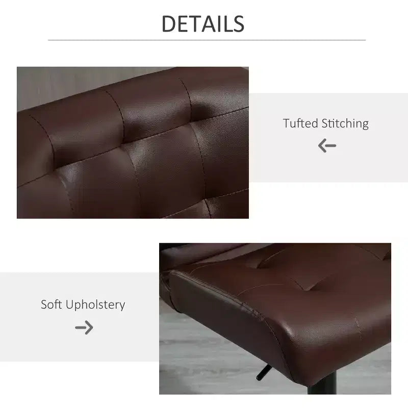 Lot de 2 tabourets de bar à hauteur réglable avec siège réglable, tabourets de bar pivotants avec coussin rembourré épais et repose-pieds en métal pour bar à la maison