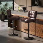 Lot de 2 tabourets de bar à hauteur réglable avec siège réglable, tabourets de bar pivotants avec coussin rembourré épais et repose-pieds en métal pour bar à la maison