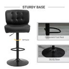 Lot de 2 tabourets de bar à hauteur réglable avec siège réglable, tabourets de bar pivotants avec coussin rembourré épais et repose-pieds en métal pour bar à la maison